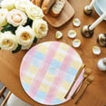 thumbnail image 2 of Round Placemats Pastoral Plaid 15 inch Set of 6 Table Mats for Dining Table Blue Yellow Pink Heat Resistant Non-Slip Kitchen & Home Decorative Place Mat Set, 2 of 8