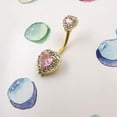 thumbnail image 3 of 14G(1.6mm) Double Heart Cubic Zirconia Navel Belly Button Ring 316L Surgical Steel Piercing Barbell Body Jewelry, 3 of 5