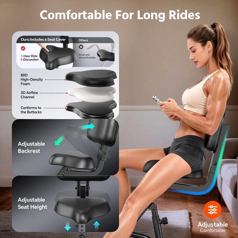 Pooboo Folding Magnetic Upright Bike, 8-Level Resistance, 300 lb photo 3