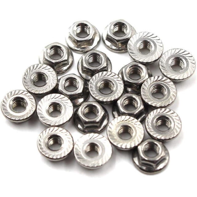 Écrou à Bride Dentelée, 20 Pcs M10 Acier Inoxydable avec Finition Vive, Résistant à la Corrosion pour Usage Intérieur et Extérieur, Puissance de Maintien Accrue et Filetage Épais