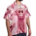thumbnail image 2 of Pink Monkey Gorilla Men's Short Sleeve Beach Shirts, Casual Printed Button Down, Summer Unisex Spread Collar Tops, 2 of 6