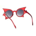 thumbnail image 4 of Womens Bat Wing Shape Round Circle Lens Plastic Sunglasses Red - Smoke, 4 of 4