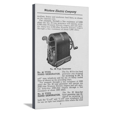 Western Electric Company's Model Number 48 Type Hand Generator for a Telephone Stretched Canvas Print Wall