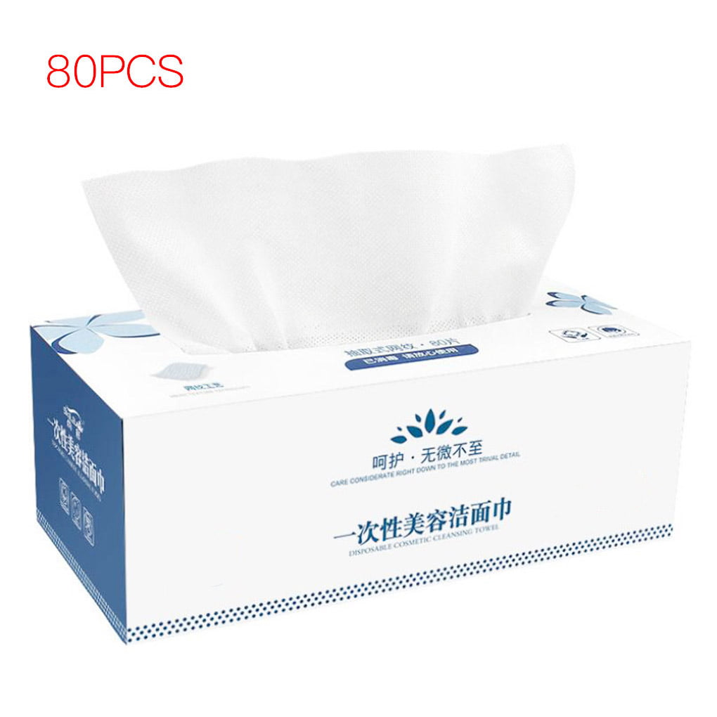 Disposable Face Towel Cotton Facial Tissue for Sensitive Skin Makeup 80PCS 