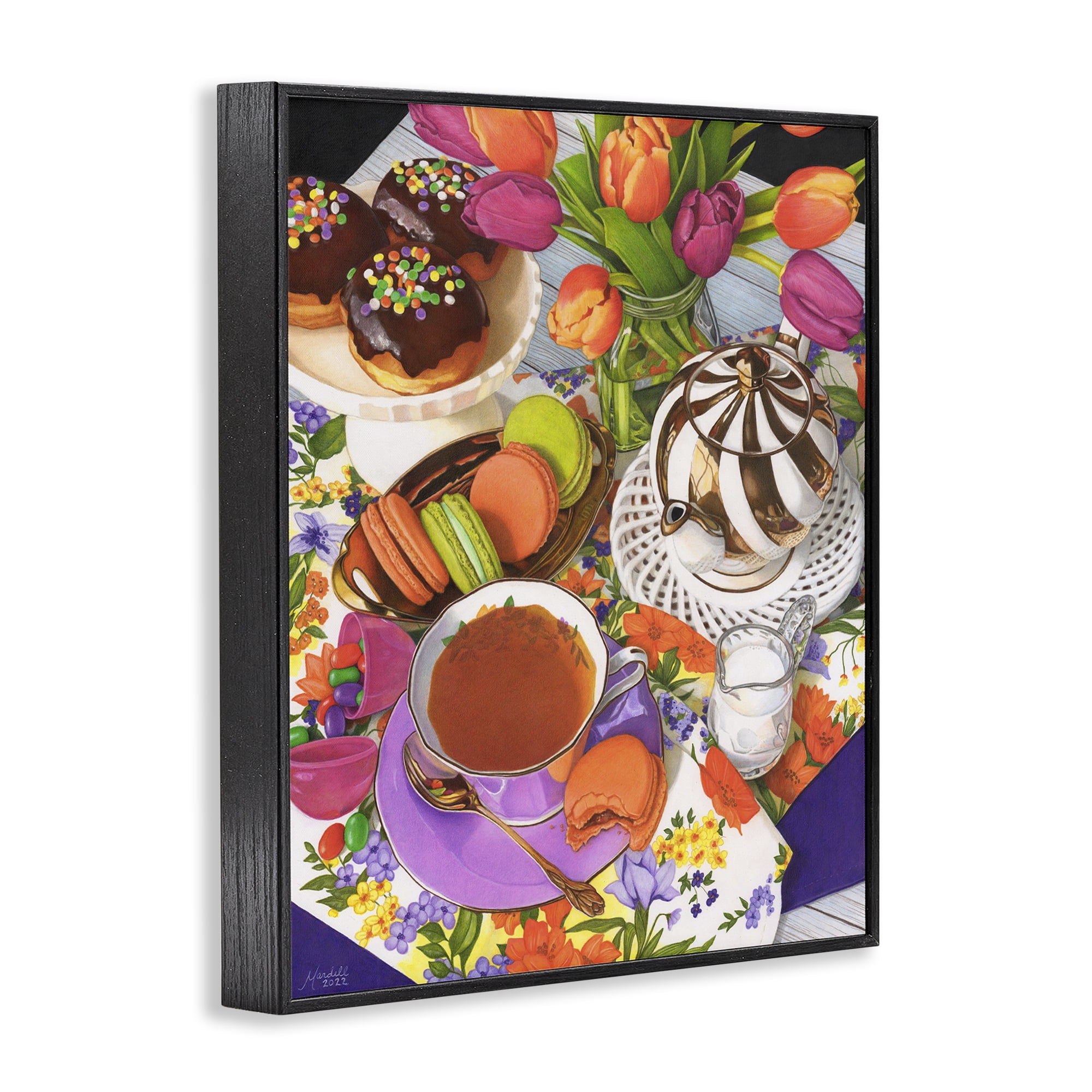 Stupell Industries Spring Tea Party Food & Beverage Painting Black Framed Art Print Wall Art, 11 x 14