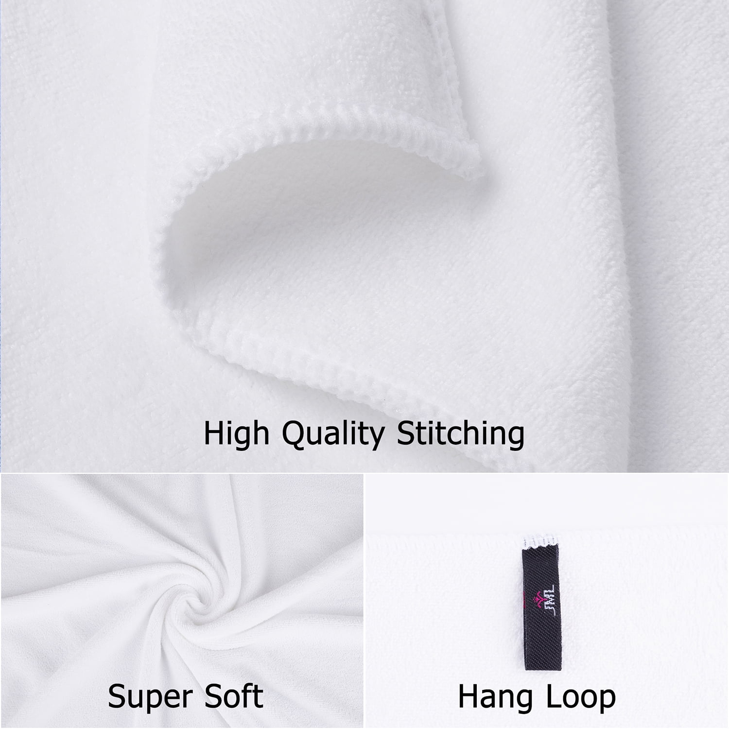 NC Microfiber Bath Towel Set of 6 - Soft Absorbent Hotel Bathroom Towels, White,Grey