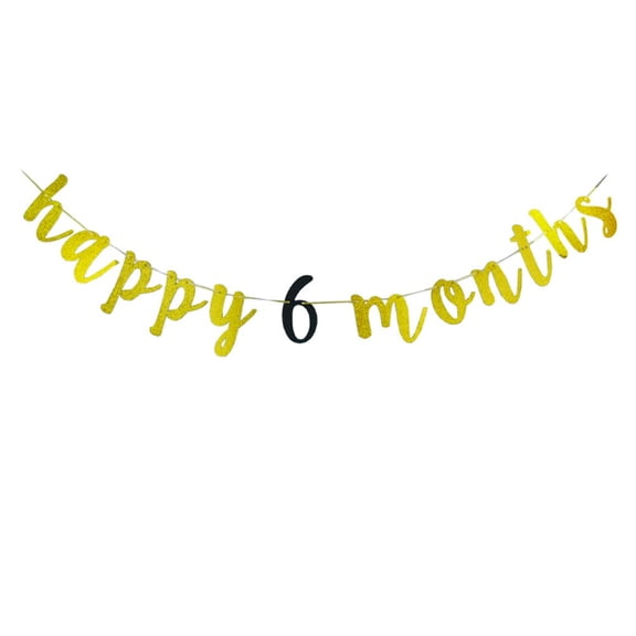 Happy 6 months Banner Baby's Half Year Old ,6 months, Happy 1/2 Birthday Banner,Baby's First Birthday, Baby Shower Party Decorations(gold)