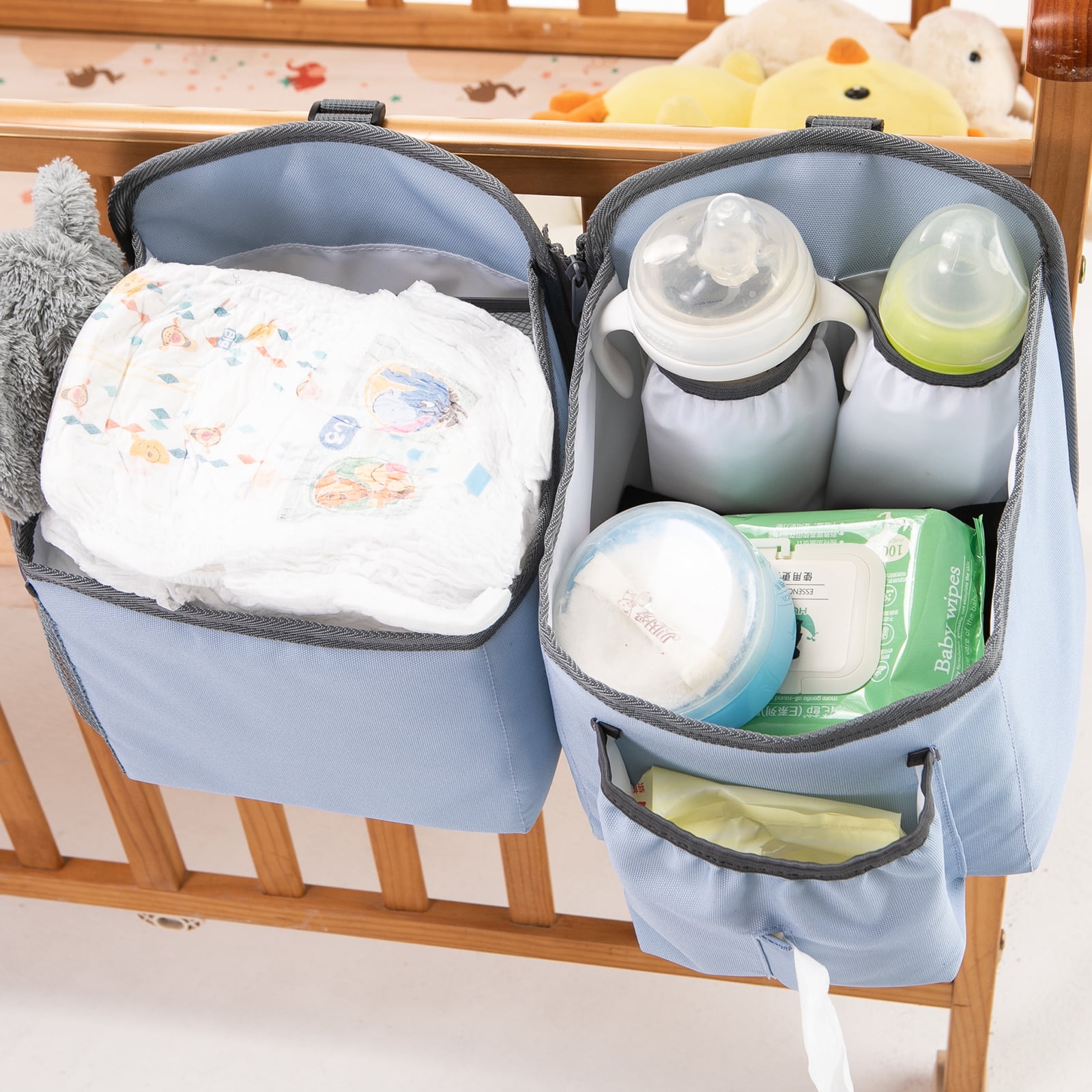 Baby Stroller Organizer Bag Bedside Caddy Diaper Storage Bin Hanging Storage Bag for Baby Bed/Baby Cart