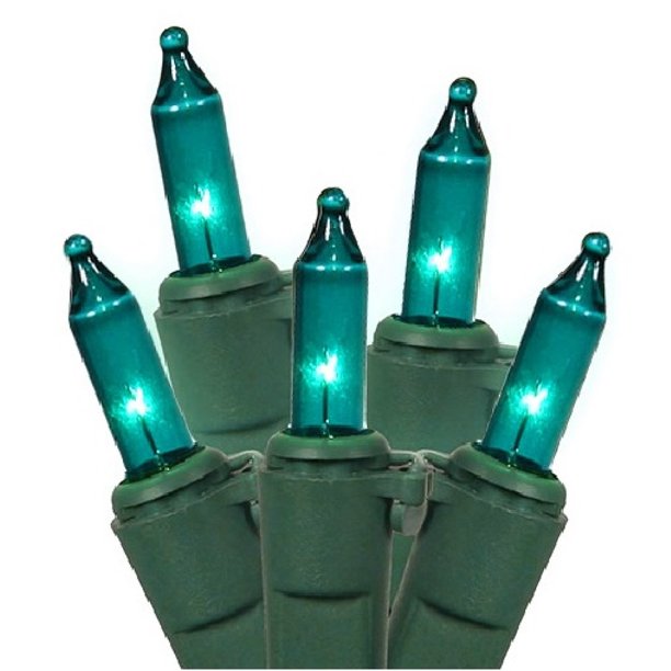 Set of 100 Teal Mini Christmas Lights - 19 ft Green Wire - Walmart.com