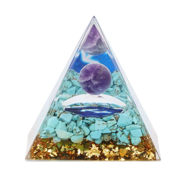 Pyramide Orgone, Pyramide de Méditation en Résine de Chakra pour Énergie Positive