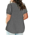thumbnail image 3 of Womens Blouse V Neck Solid Color 3/4 Sleeve Oversized T Shirt Summer Tops for Women Dark, 3 of 6