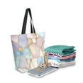 thumbnail image 2 of FORMRS Womens Canvas Tote Bag with Zipper Inner Pocket Shoulder Handbag, Elegant Marble Pattern, 2 of 7