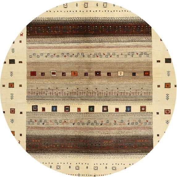 Ahgly Company Indoor Round Contemporary Brown Gold Solid Area Rugs, 6' Round