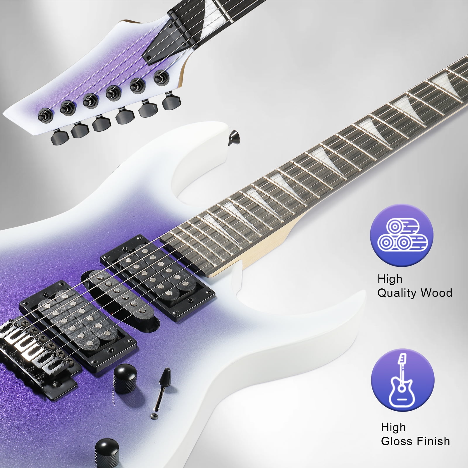 Ktaxon 39in Electric Guitar Beginner Kit w/ HSH Pickups, Bag