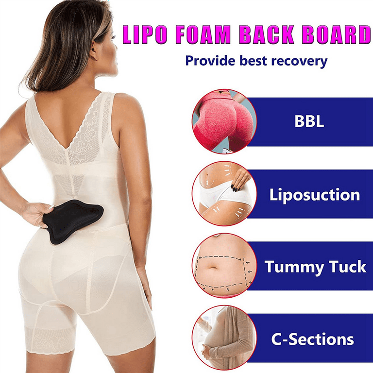 2x LiPo Foam Back Board, BBL Lumbar Molder, Back Compression LiPo Foam Board for BBL & Liposuction Post Surgery Recovery, Men's, Size: 2XL, Black