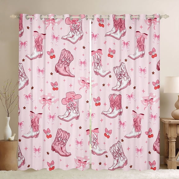 Feelyou Cowgirl Boot Black Out Curtains, Ballet Bowknot Curtains Pack of 2 (42x63 Each)