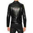 thumbnail image 2 of Men Leather Jacket Coat Motorcycle Biker Black Slim Fit Outwear Jackets A898, 2 of 3