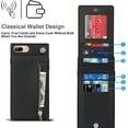 thumbnail image 5 of Crossbody Phone Case for iPhone 8 Plus/7 Plus Case with Card Holder for Women,iPhone 7 Plus Case Wallet with Strap Lanyard for Men,PU Leather Magnetic Clasp with Kickstand 5.5", Black, 5 of 18