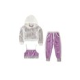 thumbnail image 2 of Kmbangi Girls Clothes Set Boat Neck Camisole Hooded Pullover and Pants, 2 of 9