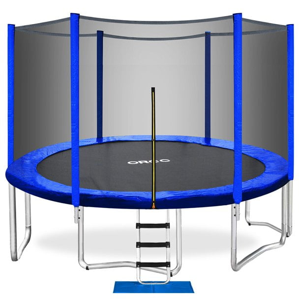 Lyromix 12 ft Trampoline with Enclosure Recreational Trampolines with Ladder for Kids and Adult Black ASTM Approval 
