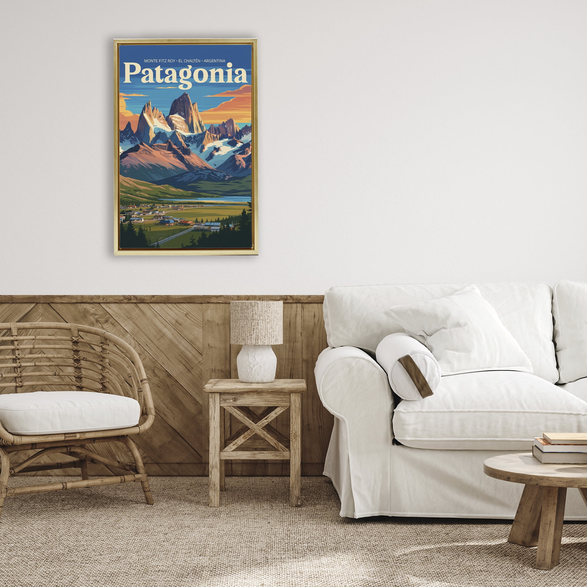Stupell Industries Patagonia Valley Landscape Gold Framed Floater Canvas Wall Art, design by Andreas Magnusson