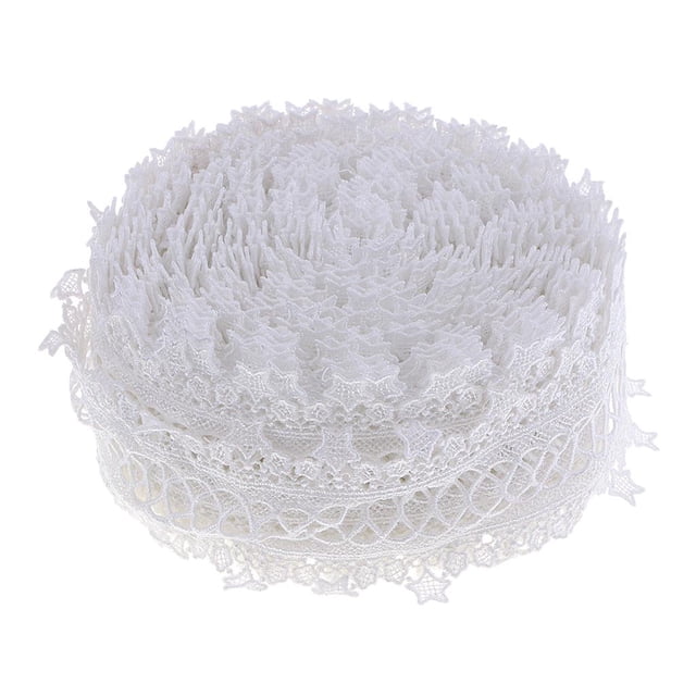 Abbracc 3 Inch 15 Yards Floral Pattern Lace Ribbon Decoration White