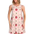 thumbnail image 1 of Vsdgher Robes d'Été Imprimé Fraise pour Femmes Robe de Plage Décontractée Col en U Sans Manches Robe d'Été Ample avec Poche, 1 of 7