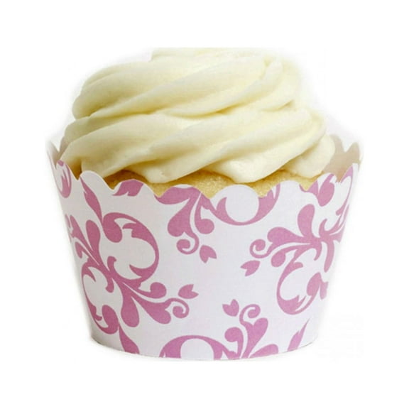 Dress My Cupcake Pink Filigree Cupcake Wrappers, Set of 12