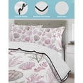 thumbnail image 4 of Quilts Full Size Bedding Set, Pink Coastal Lightweight Quilted Comforter, Beach Nautical Starfish Coral Seashells Soft Reversible Bedspread Coverlet with Pillow Covers for All Season, 78" x 90", 4 of 7