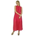 thumbnail image 6 of Bimba Women Long Pink Georgette Maxi Half Lined Sheer Dress Boho Chic Clothing, 6 of 6