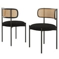 thumbnail image 2 of STARY Upholstered Dining Chair Set of 2, Rattan Backrest Kitchen Chair, Black, 2 of 8