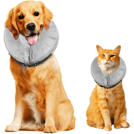 Pet Cone Collar Inflatable Fashionable Dog Recovery Collar Wound Healing Anti Bite Collar for Puppy After Surgery Medical Wound Protection Grey Buckle L Walmart