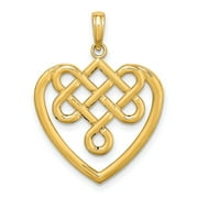 JEWELRY STORES NETWORK Large Celtic Knot Heart Charm In Real 14k Yellow Gold