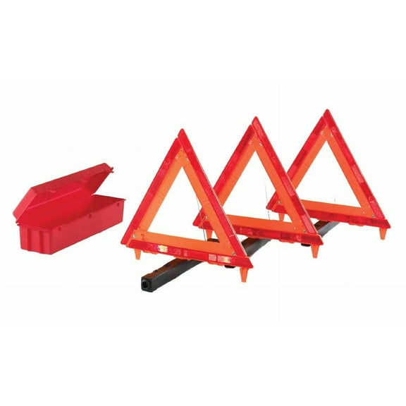 Cortina Safety Products Fluorescent Orange Acrylic 3-Piece Triangle Warning Kit With (3) Triangles in Living Hinge Box