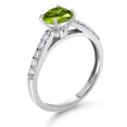 thumbnail image 3 of Gem Stone King 10K White Gold Green Peridot and White Lab Grown Diamond Engagement Ring for Women (2.65 Cttw, Cushion 8MM, Gemstone August Birthstone, Size 7), 3 of 4