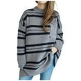 thumbnail image 2 of Jjayotai Womens Sweater Pullover, Casual Long Sleeve Crewneck Color Block Pullovers, Knit Sweaters for Women Dark Gray S, 2 of 4