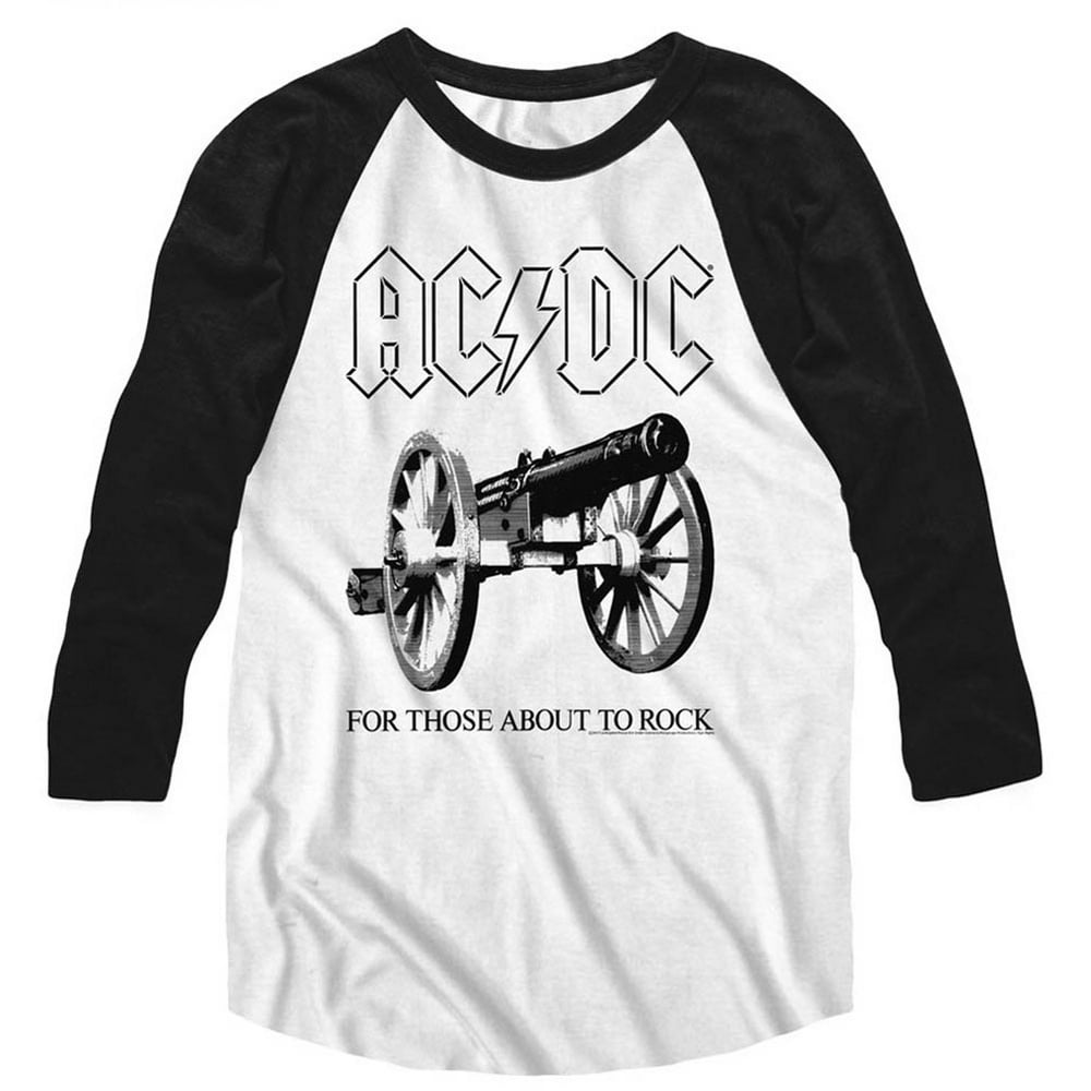 AC/DC Men's About To Rock Baseball Jersey White/Black - Walmart.com ...