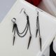 thumbnail image 3 of Retro Long And Short Rivet Earrings Ear Clips Fashion Goth Punk Tassel Earrings, 3 of 3