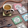 thumbnail image 3 of Inkdotpot Ensemble de 6 sous-Verres Faciles à Nettoyer 4-Zoll SquareCoasters Base en Cork-Réutilisable - Citations, 3 of 8