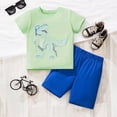 thumbnail image 2 of CUZIBR Boys Baby Summer Outfits Stylish Crewneck Short Sleeve Animal Dinosaur Print Tshirts Top And Shorts Casual Two Piece Playwear Soft Relaxed Fit Sets Cozy Daily Wear,Light Green,4-5 Years, 2 of 4