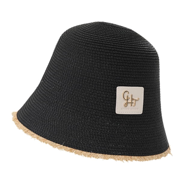 Sombrero de cubo para mujer, gorra de playa versátil y moderna para acampar, ir de compras, viajes por la calle Negro