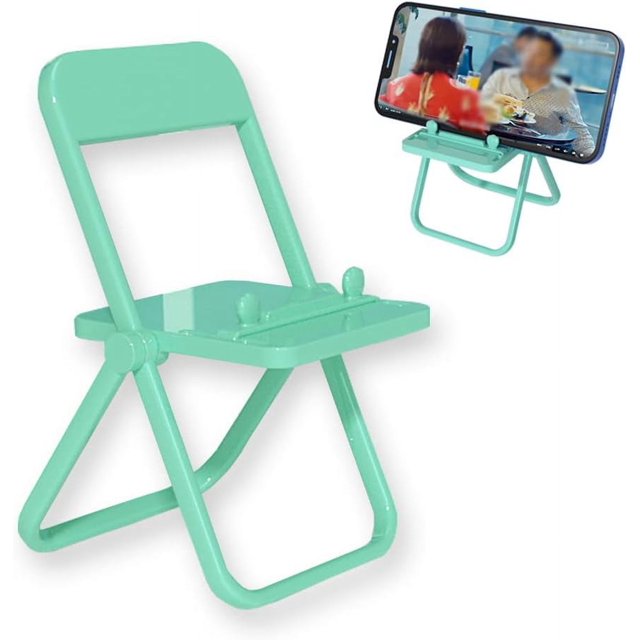 HAHDAXIA Support de Téléphone Cellulaire Super Mignon Amusant Couleur Bonbon Chaise Pliante Mini Déco Support de Tablette avec 3 Angles de Réglage Support de Carte pour Téléphone Intelligent iPhone&Samsung (Vert)