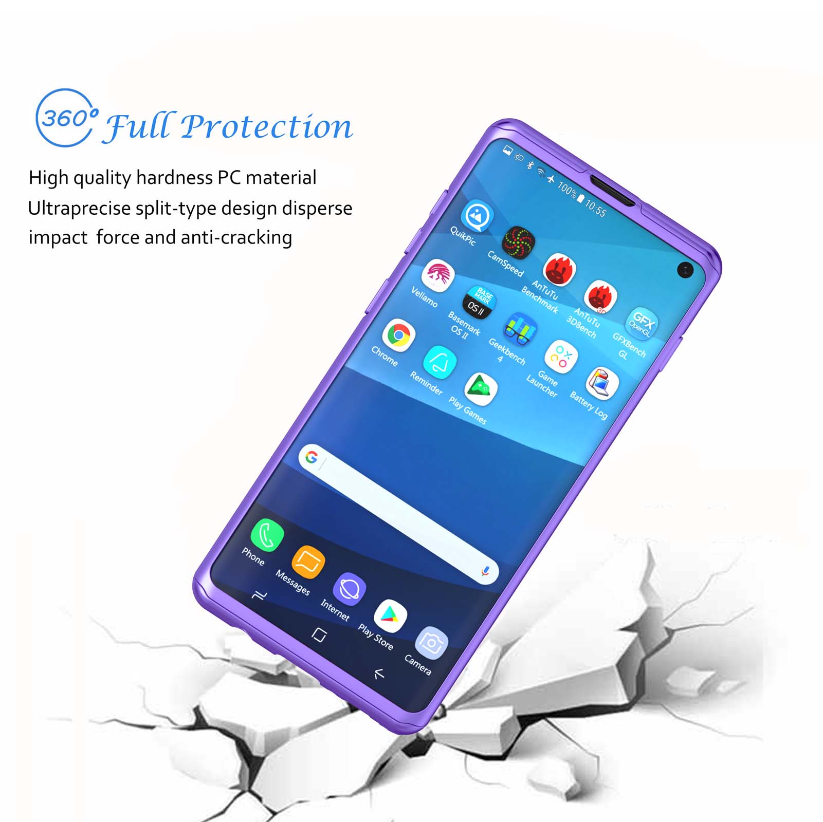 Samsung Galaxy S10 Case, Case For Galaxy S10, Galaxy S10 Screen Protector, Njjex Thin Premium Dual Layer Hard Case for Galaxy S10 with Tempered Glass Screen Protector For Galalxy S10 6.1"-Purple - image 3 of 5