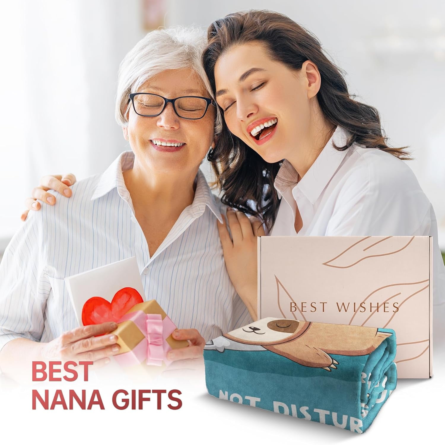 Funny Nana Gifts for Christmas, Nana is Charging Sloth Blanket, Nana Birthday Gifts, Gifts for Nana from Grandkids for Mothers Day, Soft Sloth Throws Blankets for Nana