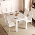 thumbnail image 5 of Dining Table Set for 4 with High Back Faux Leather Chairs, Kitchen Dining Room Home Office Set, 47.2 x 35.4 x 29.5'' (White Table and Chairs), 5 of 7