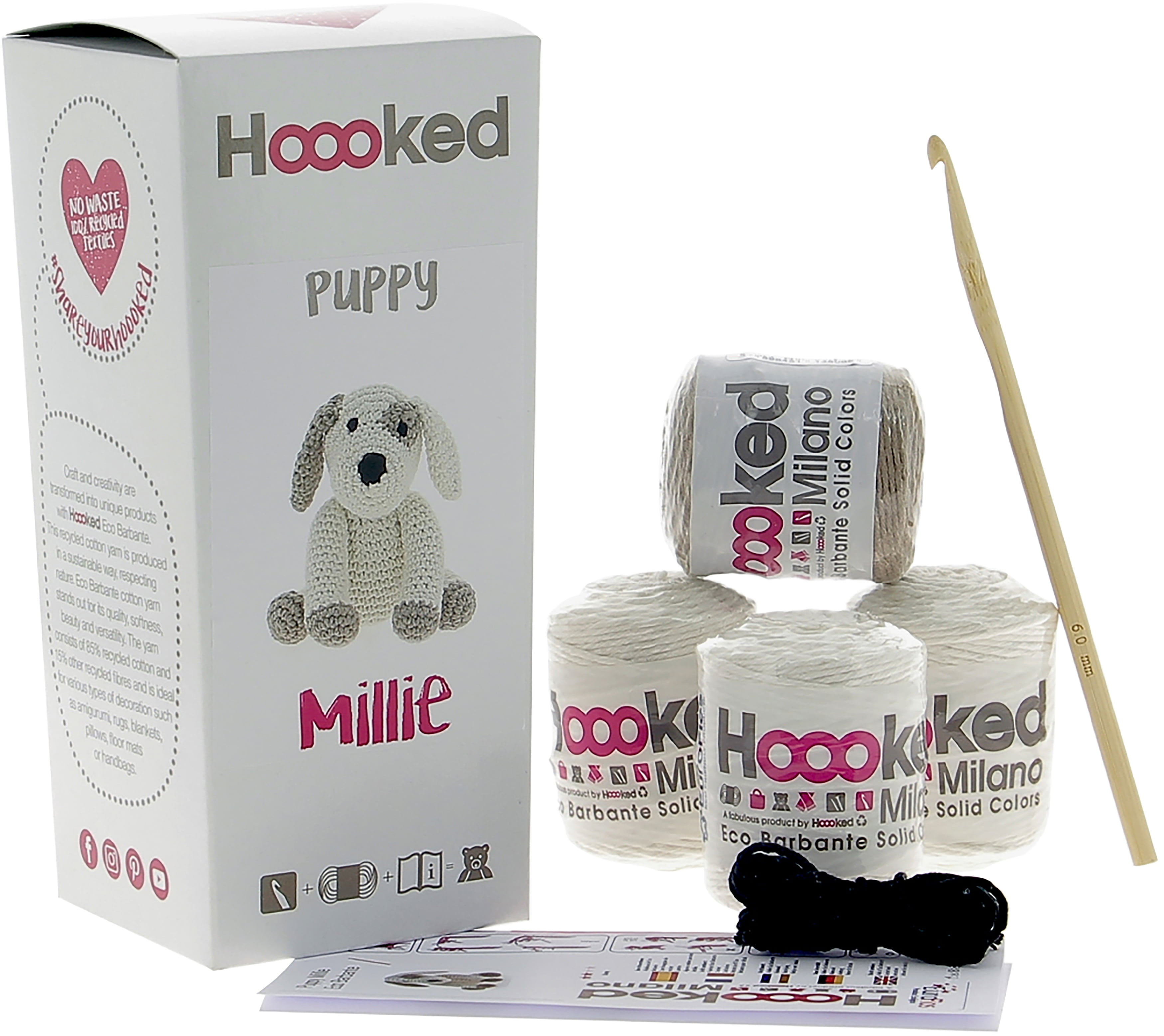 Hoooked Puppy Millie Yarn Kit W/Eco Barbante Yarn- - Walmart.com