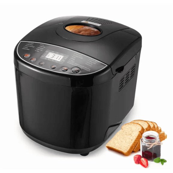 Compact Automatic Dough Machine 2LB 19-in-1 Bread Maker 3 Crust Colors Nonstick