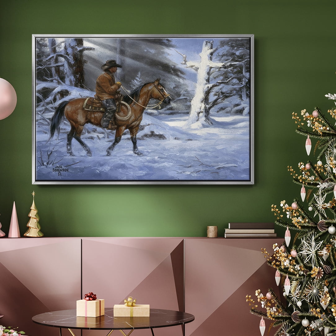 Silent Night, Holy Night - Framed Gallery Wrapped Holiday Canvas - 25 x 37 - Silver Frame