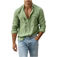 thumbnail image 6 of ZUBKTE Mens Button Down Shirt Casual Long Sleeve Shirts | Spread Collar, Hippie Beach Tops, Solid Color, Summer Beach Wedding, Shirts for Men, 6 of 9