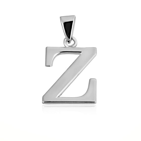 .925 Sterling Silver Personalized Letter "Z" Initial Pendant - Small